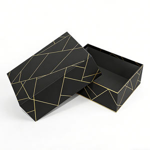 Boîtes de conditionnement de parfum cosmétique en papier rigide avec couvercle et base noirs personnalisés avec logo - Product Image 1