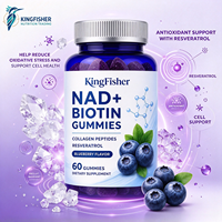 Gummies KingFisher NAD+ Resvératrol Biotine pour la santé des cheveux, de la peau et des ongles, soutien du collagène, de la kératine, du zinc, D3, K2, bien-être quotidien, offre OEM