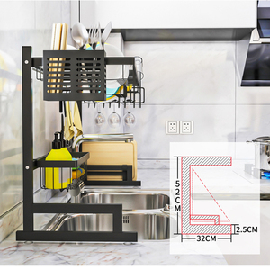 Égouttoir à vaisselle 3 niveaux en acier inoxydable pour évier, support de rangement en fil métallique - Product Image 6