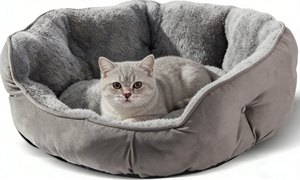 Petit lit pour chien, lits pour chats d'intérieur, très doux, lavable en machine, avec fond antidérapant et résistant à l'eau en Oxford, gris - Product Image 1