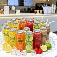 Boîtes en plastique jetables personnalisées avec logo, couvercles en aluminium à anneau de traction, conception facile à ouvrir pour boissons, jus et sodas transparents