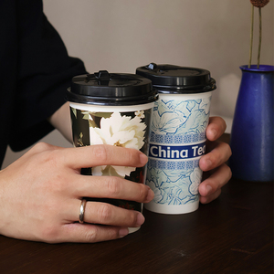 Gobelets à café en papier à double paroi en <span class=keywords><strong>carton</strong></span> jetable personnalisés en gros, recyclables, écologiques, avec couvercles, revêtement PE - Product Image 4