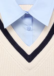 2026 femmes mince laine mérinos col en v Tennis <span class=keywords><strong>pull</strong></span> décontracté été <span class=keywords><strong>Cricket</strong></span> <span class=keywords><strong>pull</strong></span> avec Logo avant Style décontracté - Product Image 4