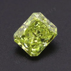 Wholesale Price Machine Cut Radiant Olive Green Ice Crushed Cubic Zirconia Cz Zircon Loose Gemstone