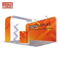 Stand d'exposition modulaire portable standard en tissu tendu pour salon professionnel, tailles 10x10, 10x20, 20x20
