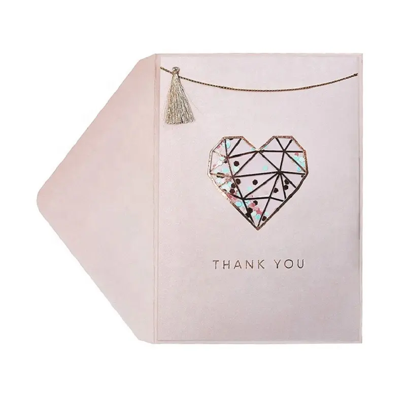High Quality Thank You Shaker Cards, Luxury Custom printing Greeting Card With Envelopes