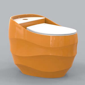 Ensemble WC en céramique pour salle <span class=keywords><strong>de</strong></span> bain, cuvette moderne colorée, WC mural doré - Product Image 6
