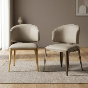 Modern Genuine Leather Living Room <b>Chair</b> Solid Back Metal Legs Ergonomic Design Home Furniture Minimalist <b>Style</b> - Product Image 2