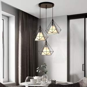 โคมไฟระย้าสามหัวแบบเดี่ยวทำจากเหล็กสำหรับงานศิลปะบาร์ร้านกาแฟร้านอาหารแนวยุโรป - Product Image 2