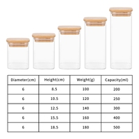 Ensemble de pots en verre pour la cuisine en borosilicate, récipients à épices avec couvercle en bambou