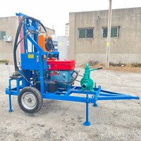 Petite machine de forage de puits d'eau diesel 30 CV, 200 m, montée sur roues, hydraulique
