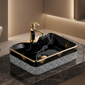 Lavabo de salle de bain moderne rectangulaire à poser sur comptoir - Product Image 1