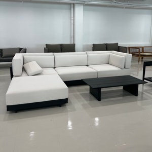 أرائك حديقة فاخرة مع وسادة مقاومة للماء للأماكن الخارجية من الألومنيوم أريكة زاوية مقطعية مشروع فناء الفندق - Product Image 4