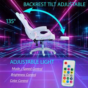 <span class=keywords><strong>Silla</strong></span> Giratoria Blanca de Alta Calidad, <span class=keywords><strong>Silla</strong></span> de Juego Multifuncional con Luces LED RGB, <span class=keywords><strong>Silla</strong></span> Ergonómica para Videojuegos con Reposapiés - Product Image 2
