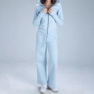 女式全拉链高领运动衫斜口袋长袖休闲纯色运动前徽标志水洗外套 - Product Image 2