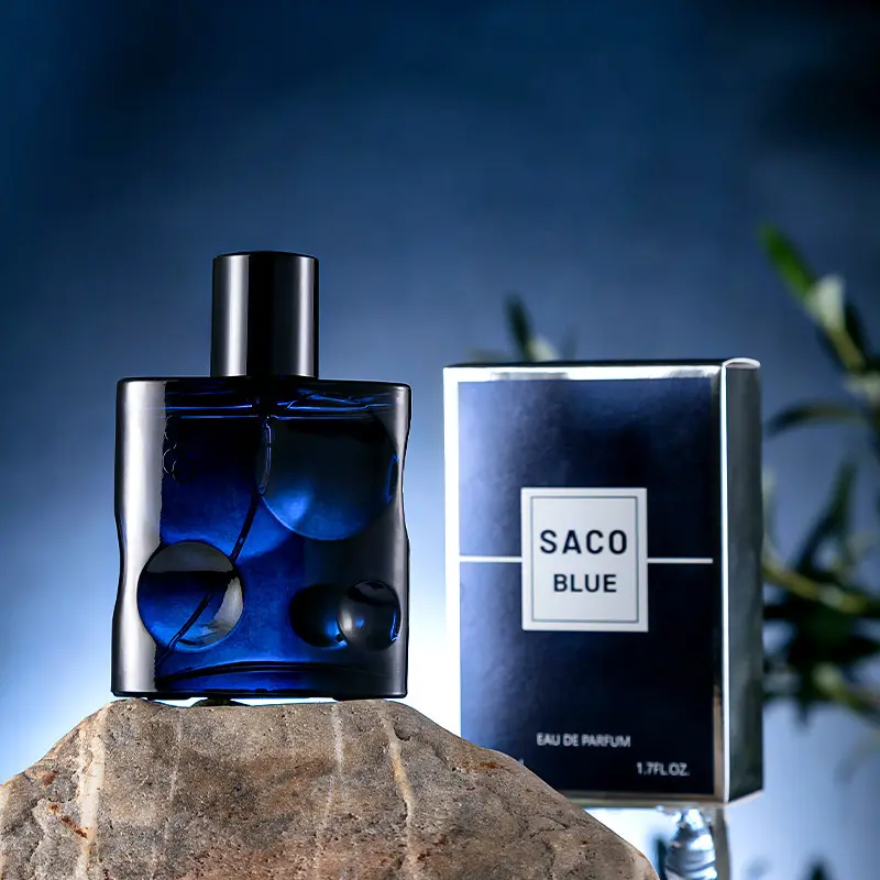 SACO Blue Eau de Toilette untuk pria dengan aroma kayu untuk tahan lama pesona biru Cologne de Toilette