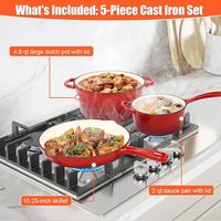 Ensemble de casseroles en fonte émaillée pour la cuisine, comprenant une casserole, une marmite à soupe, une poêle à frire avec finition céramique, pour le camping, type Dutch Oven