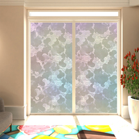 RNPT Vintage Blumen-Regenbogen-Fensterfolie Statisch Haftende Sichtschutz- und Dekorative Irisierende Glasaufkleber für Zuhause