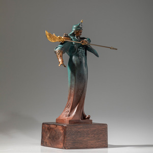 Estatua de Guan Yu en cobre y oro, figura artística hecha a mano para decoración de sala de estar y oficina - Product Image 2
