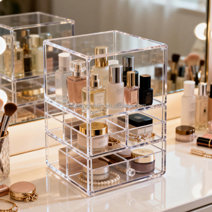 Organizador de Cosméticos Acrílico Transparente de Precio de Fábrica, Exhibidor de Múltiples Niveles, Estuche de Maquillaje Acrílico Transparente - Product Image 1