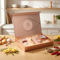 Boîte cadeau rigide magnétique en or rose personnalisée, couvercle intérieur gaufré, emballage cadeau de luxe pour cosmétiques et soins de la peau avec papier froissé