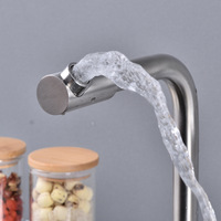 Robinet de cuisine monocommande en acier inoxydable 304, finition brossée, bec pivotant à 360 degrés, pour eau froide
