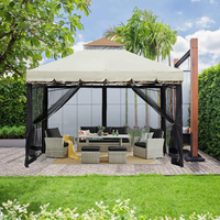Gazebo de camping pour cour extérieure, avec cadre en fer épais, moustiquaire, pare-soleil, portable, à une seule porte
