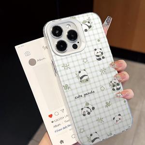 Cover per iPhone 15 14 13 12 11 ProMax con <span class=keywords><strong>disegno</strong></span> a linee minimaliste estetiche, panda divertente e sarcastico, trasparente - Product Image 6
