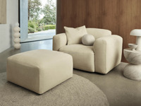Fauteuil modulaire moderne style Torquay, écologique, durable, minimaliste, en tissu beige pour salon, bureau à domicile, hôtel