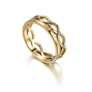 Yiwu Aceon in acciaio inossidabile intagliato struttura a punti alla moda taglio Laser cavo Multi infinito pietra pavimentata nuovo anello in oro da donna - Product Image 2