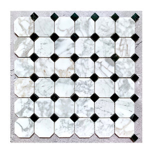 <span class=keywords><strong>Carrelage</strong></span> de salle de bain en marbre, mosaïque octogonale, <span class=keywords><strong>carrelage</strong></span> en pierre blanche Bianco Carrarra, <span class=keywords><strong>carrelage</strong></span> de sol noir <span class=keywords><strong>et</strong></span> blanc, crédence - Product Image 1