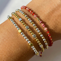 Ensemble de bracelets d'été faits à la main Go2boho, perles de couleur agate rouge, charme carré, bijoux superposés pour femmes