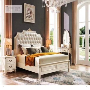 Set di Mobili per Camera da <span class=keywords><strong>Letto</strong></span> dal Design Moderno, <span class=keywords><strong>Letto</strong></span> <span class=keywords><strong>Matrimoniale</strong></span> Confortevole King o Queen Size, Arredamento Domestico in Legno Dorato con Testiera Completa - Product Image 2