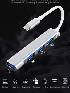 4合1多端口<span class=keywords><strong>USB</strong></span> 3.0至4端口铝合金集线器适配器，适用于台式计算机增强型数据传输集线器适配器 - Product Image 6