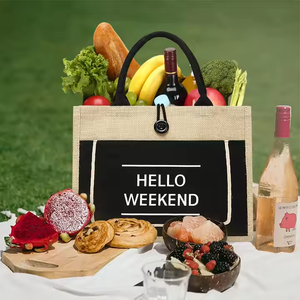 Wholesale Custom Large <strong>Jute</strong> Reusable Linen Hemp Hessian Grocery Burlap <strong>Jute</strong> <strong>Tote</strong> <strong>Bag</strong> With Pocket for Gifts Shopping - Product Image 6