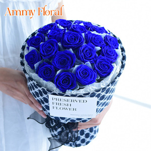 Ramo de cuero <span class=keywords><strong>Rosa</strong></span> preservado de Ammy Valentine, ramo de flores eternas, rosas para siempre, ramo de flores de boda naturales, para siempre, para el año 2000 - Product Image 2