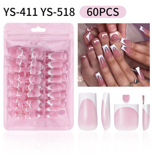Transfrontalier Offre Spéciale été français carré couverture complète <span class=keywords><strong>faux</strong></span> ongles en plastique longue durée doigt orteil ongles <span class=keywords><strong>mat</strong></span> 60 pièces Pack - Product Image 6