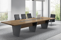 Mobilier de Salle De réunion En Bois Noir Table de Réunion pour 12 Personnes Table de Conférence