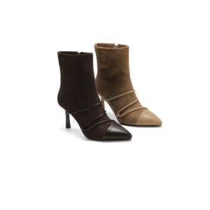Bottines à talon aiguille et bout pointu pour femme, en daim avec bride à boucle, idéales pour les soirées, le bureau, les trajets quotidiens et les rendez-vous galants - Product Image 1