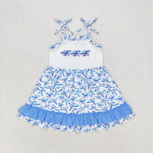 Vêtements d'été pour enfants, tenues décontractées avec broderie de tortue de mer bleue, ensembles de shorts de boutique, ensembles assortis pour frères et sœurs, bébés, filles et garçons - Product Image 4