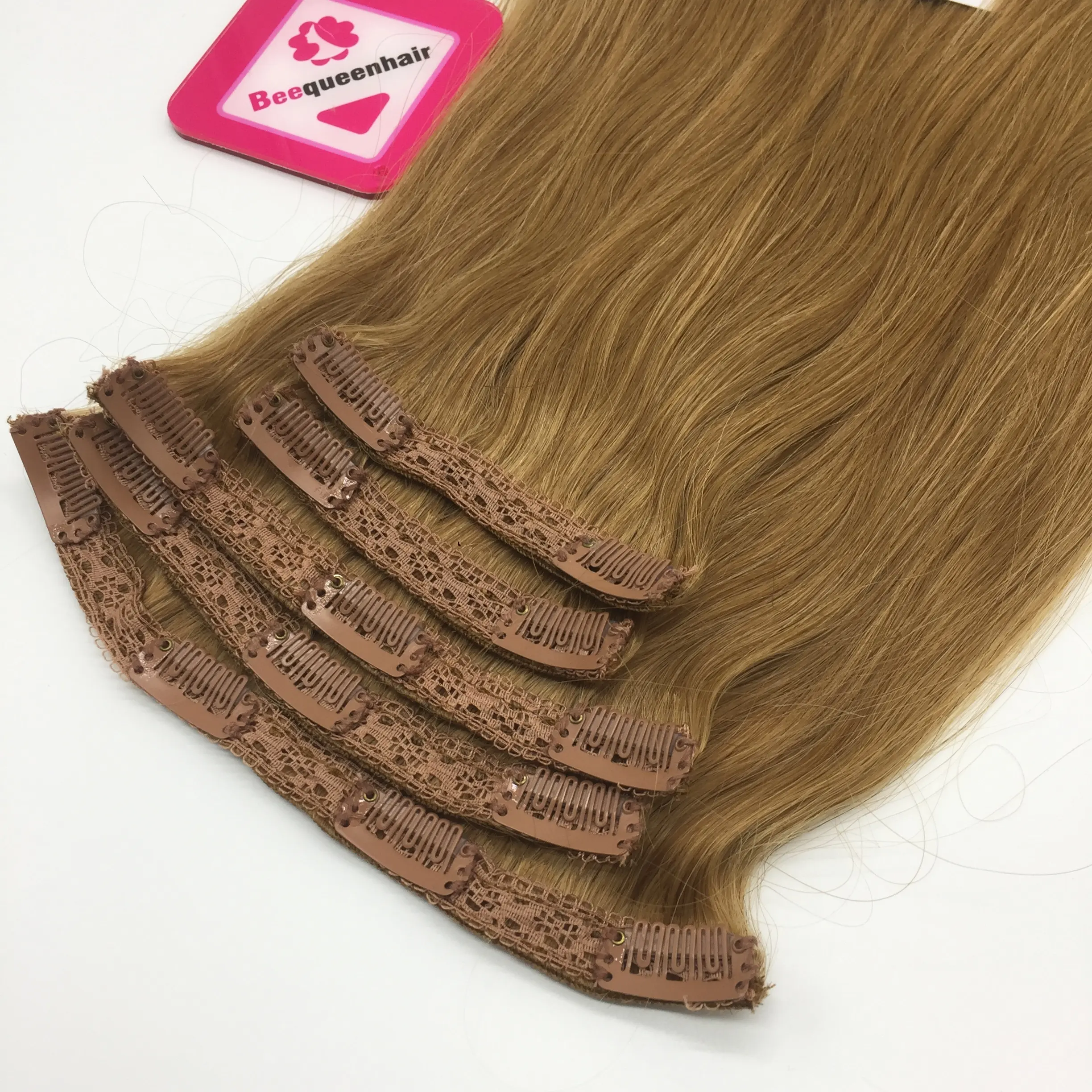 Clip in hair extensions COLOR #12 22 inches Straight virgin indian hair full ends vietnamese human hair