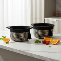 Mini panier de rangement tissé 20x20x12cm, paniers décoratifs ronds et mignons pour la salle de bain et le bureau, lot de 2, noir et marron
