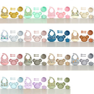 RTS-Juego de vajilla para bebé, alimentador de silicona para bebé, plato de cangrejo con succión, Babero impermeable con cubertería - Product Image 6