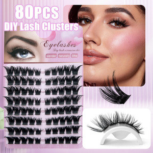 Vente en gros usine Cils synthétiques DIY style œil de chat NM11, fins, naturellement souples, épais et bouclés, 80p, à pose thermofusible pour un effet œil de chat - Product Image 2