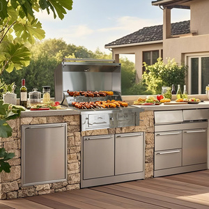 Barbecue au charbon de bois haut de gamme pour extérieur, en acier inoxydable 304 robuste, 2 portes, OEM, pour jardin WF-WBQC - Product Image 4