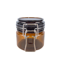 Rangement ambre de cuisine de qualité alimentaire en plastique Pet Unique pour biscuits vide scellé pour confiture de miel avec Clip en métal et couvercle