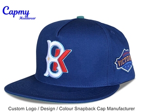 OEM Créez votre propre logo sur mesure Casquette <span class=keywords><strong>Snapback</strong></span> 5 panneaux <span class=keywords><strong>bleu</strong></span> marine Casquettes <span class=keywords><strong>Snapback</strong></span> personnalisées vierges à bord plat - Product Image 3