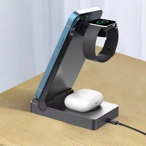 Base de Carga Inalámbrica Multifuncional Portátil con Logotipo Personalizado M-Queen, Estación de Carga Inalámbrica 3 en 1 de 15 W, Cargador de Teléfono Inalámbrico Plegable - Product Image 1