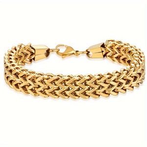 Bracelet en acier titane pour homme, 10 mm, argenté, double rangée, maille plissée, style hip-hop, bijoux WSL062 - Product Image 2