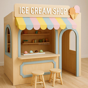 Casetta per Giochi di Ruolo Educativi all'Ingrosso per Bambini, Servizio Prescolare, Casetta per Giochi di Ruolo Pastel Village per Bambini per Parco Giochi Interno - Product Image 3